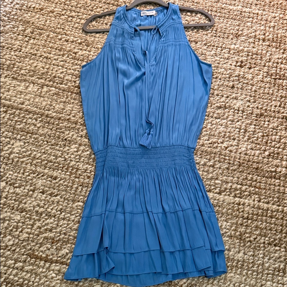 RAMY BROOK Blue Sleeveless Tiered Smocked Waist Dress